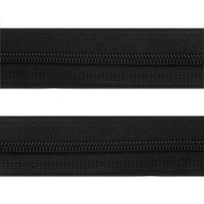 Рулонная молния с покрытием PVC спираль тип 3 (упак.270м) -черная с полосой СВО - купить в Северодвинске. Цена: 12.74 руб.