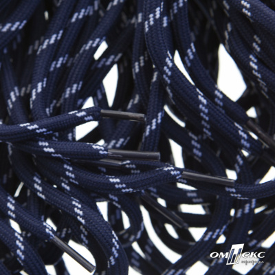 Шнурки #107-19, круглые 130 см, двухцветные цв.тём.синий/белый - купить в Северодвинске. Цена: 22.14 руб.
