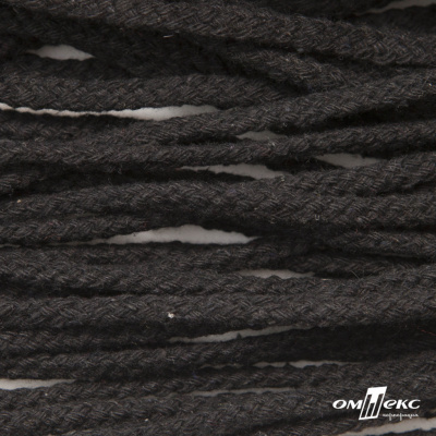 Шнур плетеный d-6 мм круглый, 70% хлопок 30% полиэстер, уп.90+/-1 м, цв.1078-черный - купить в Северодвинске. Цена: 588 руб.