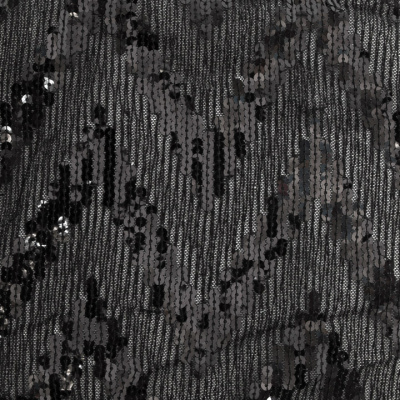 Трикотажное полотно с пайетками, шир.130 см, #311-бахрома чёрная - купить в Северодвинске. Цена 1 183.35 руб.