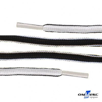 Шнурки #4-27, круглые 130 см, двухцветные (черно/белый) - купить в Северодвинске. Цена: 47.04 руб.