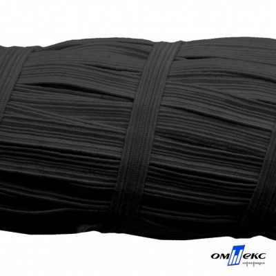 Резиновые нити с текстильным покрытием, шир. 6 мм (55 м/уп), цв.-черный - купить в Северодвинске. Цена: 210.75 руб.