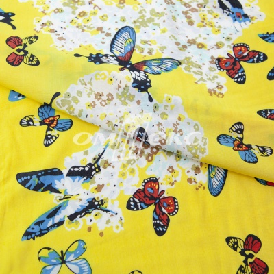 Плательная ткань "Софи" 7.2, 75 гр/м2, шир.150 см, принт бабочки - купить в Северодвинске. Цена 241.49 руб.