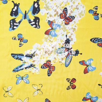 Плательная ткань "Софи" 7.2, 75 гр/м2, шир.150 см, принт бабочки - купить в Северодвинске. Цена 241.49 руб.