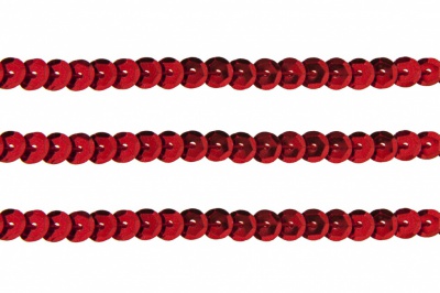 Пайетки "ОмТекс" на нитях, SILVER-BASE, 6 мм С / упак.73+/-1м, цв. 3 - красный - купить в Северодвинске. Цена: 468.37 руб.