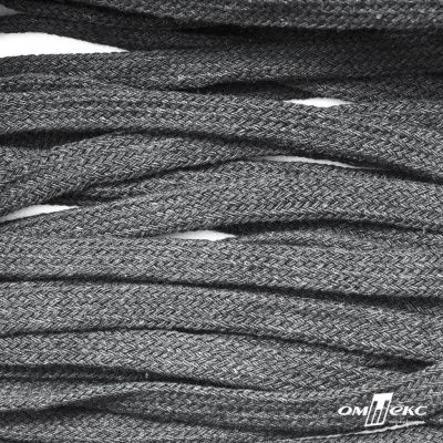 Шнур плетеный d-8 мм плоский, 70% хлопок 30% полиэстер, уп.85+/-1 м, цв.1027-серый - купить в Северодвинске. Цена: 735 руб.