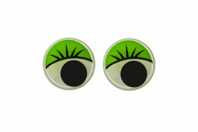 Глазки для игрушек, круглые, с бегающими зрачками, 12 мм/упак.50+/-2 шт, цв. -зеленый - купить в Северодвинске. Цена: 95.04 руб.