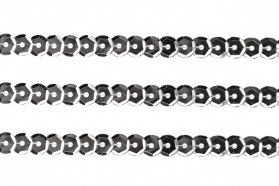 Пайетки "ОмТекс" на нитях, SILVER-BASE, 6 мм С / упак.73+/-1м, цв. 1 - серебро - купить в Северодвинске. Цена: 468.37 руб.