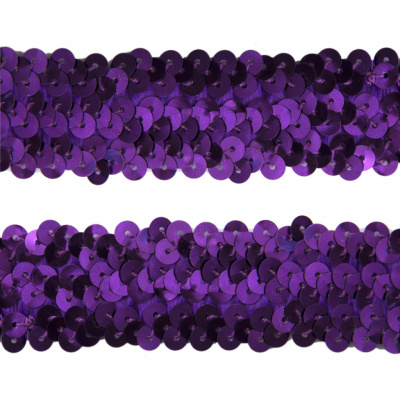 Тесьма с пайетками 12, шир. 30 мм/уп. 25+/-1 м, цвет фиолет - купить в Северодвинске. Цена: 1 098.48 руб.
