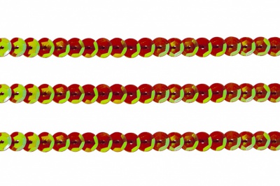 Пайетки "ОмТекс" на нитях, CREAM, 6 мм С / упак.73+/-1м, цв. 96 - красный - купить в Северодвинске. Цена: 484.77 руб.