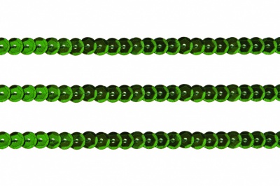 Пайетки "ОмТекс" на нитях, SILVER-BASE, 6 мм С / упак.73+/-1м, цв. 4 - зеленый - купить в Северодвинске. Цена: 484.77 руб.