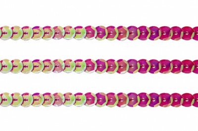 Пайетки "ОмТекс" на нитях, CREAM, 6 мм С / упак.73+/-1м, цв. 89 - розовый - купить в Северодвинске. Цена: 468.37 руб.